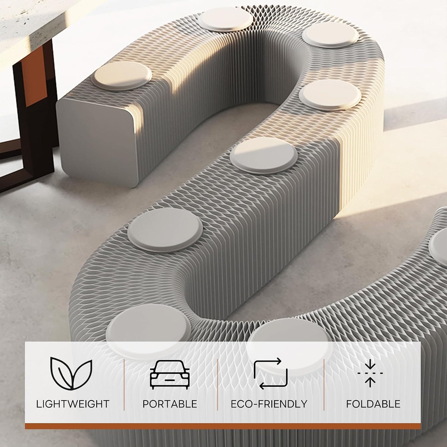 HELLOpoper Multifunctional,Creative,Stylish Folding Bench That Allows for Adjustable Length Customizable Shapes,Suitable for Various Settings Such as Living Rooms, bedrooms,cafés