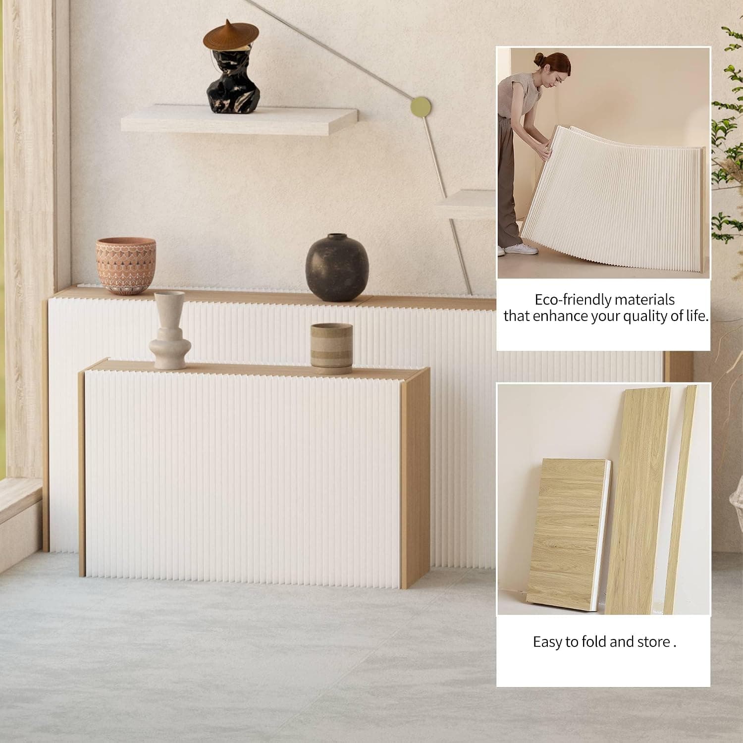 HELLOpoper Folding Room Partition Screen in Kraft Paper Material,Multi-Purpose for Offices,Living Rooms,Beauty Salons,Partition Screen