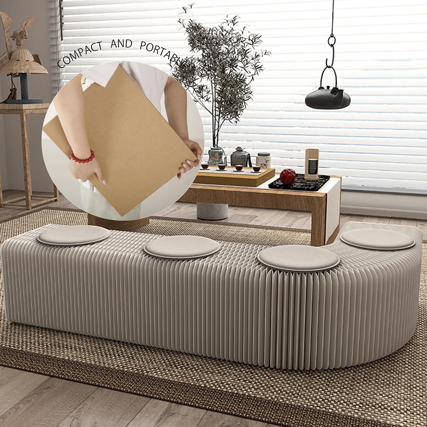 HELLOpoper Multifunctional,Creative,Stylish Folding Bench That Allows for Adjustable Length Customizable Shapes,Suitable for Various Settings Such as Living Rooms, bedrooms,cafés