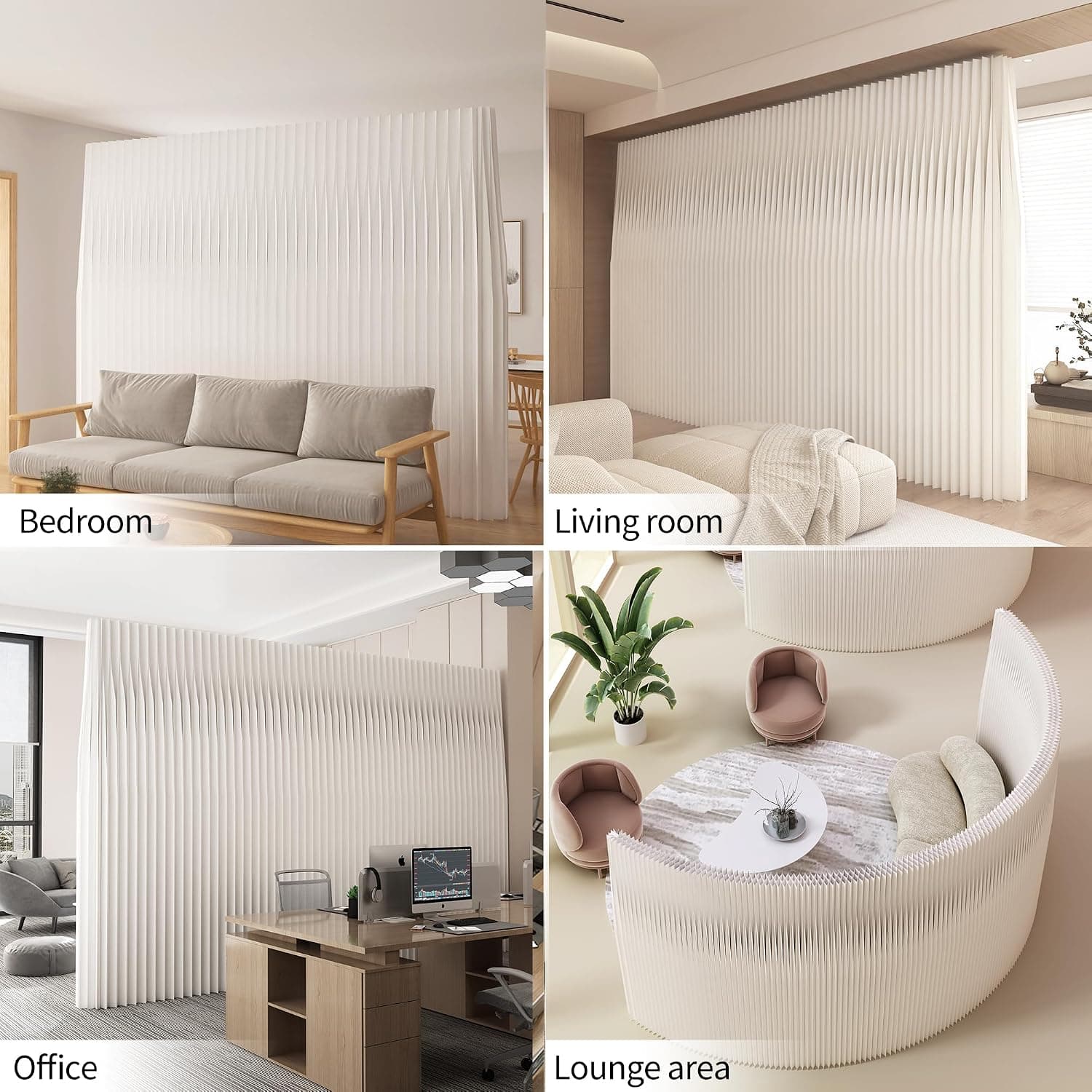 HELLOpoper Folding Room Partition Screen in Kraft Paper Material Multi-Purpose for Offices, Living Rooms and Beauty Salons, Freestanding Partition Screen