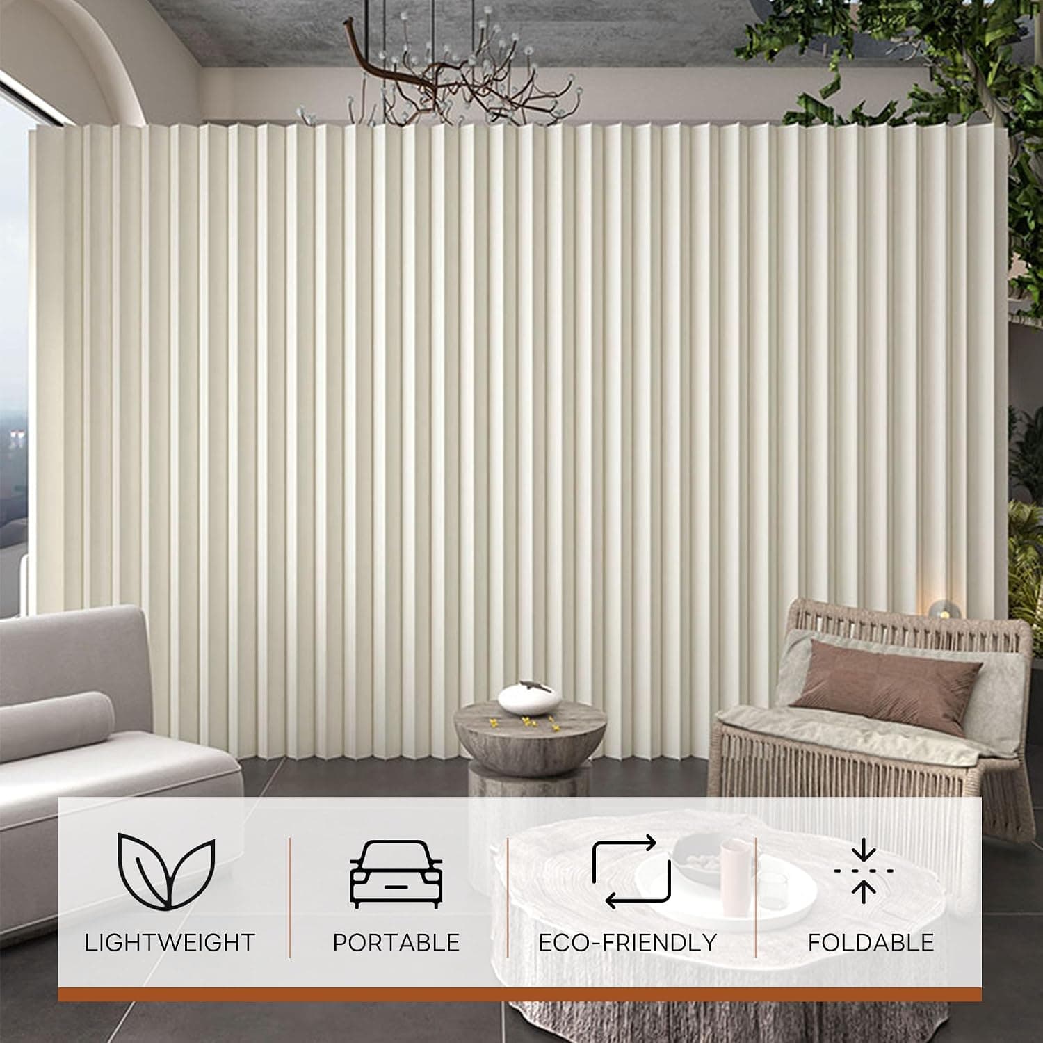 HELLOpoperRoom Divider Privacy Screen Foldable Crafted from Kraft Paper Flexible for Versatile Use in Offices Living Rooms, and Salons.