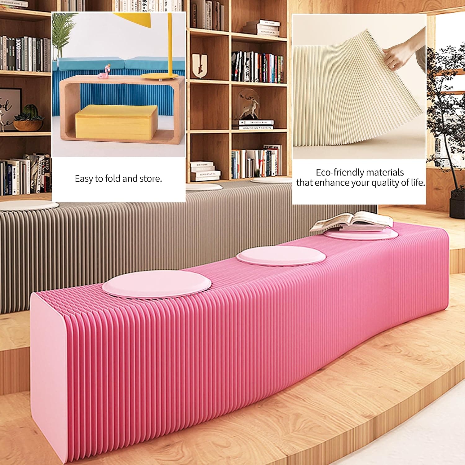 HELLOpoper Multifunctional,Creative,Stylish Folding Bench That Allows for Adjustable Length Customizable Shapes,Suitable for Various Settings Such as Living Rooms, bedrooms,cafés