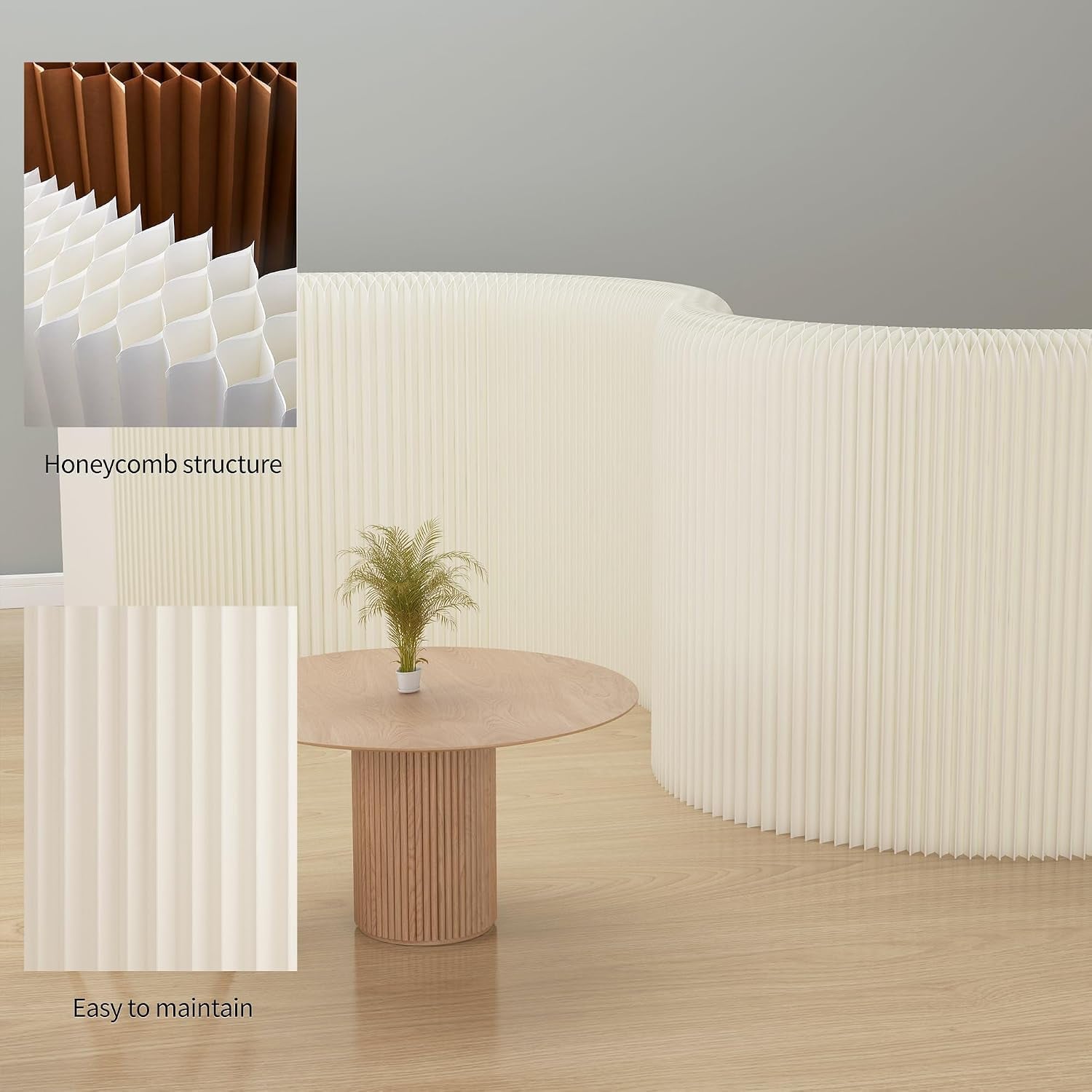 HELLOpoper Room Divider Privacy Screen Foldable partition Wall Kraft Paper, Transformable for Offices, Living Rooms, and Beauty Salons