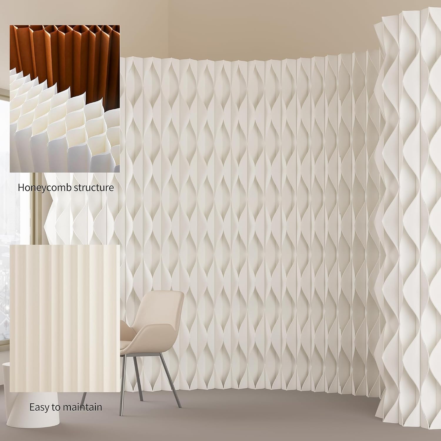 HELLOpoper Room Divider Privacy Screen Foldable partition Wall Kraft Paper, Transformable for Offices, Beauty Salons, and Living Rooms
