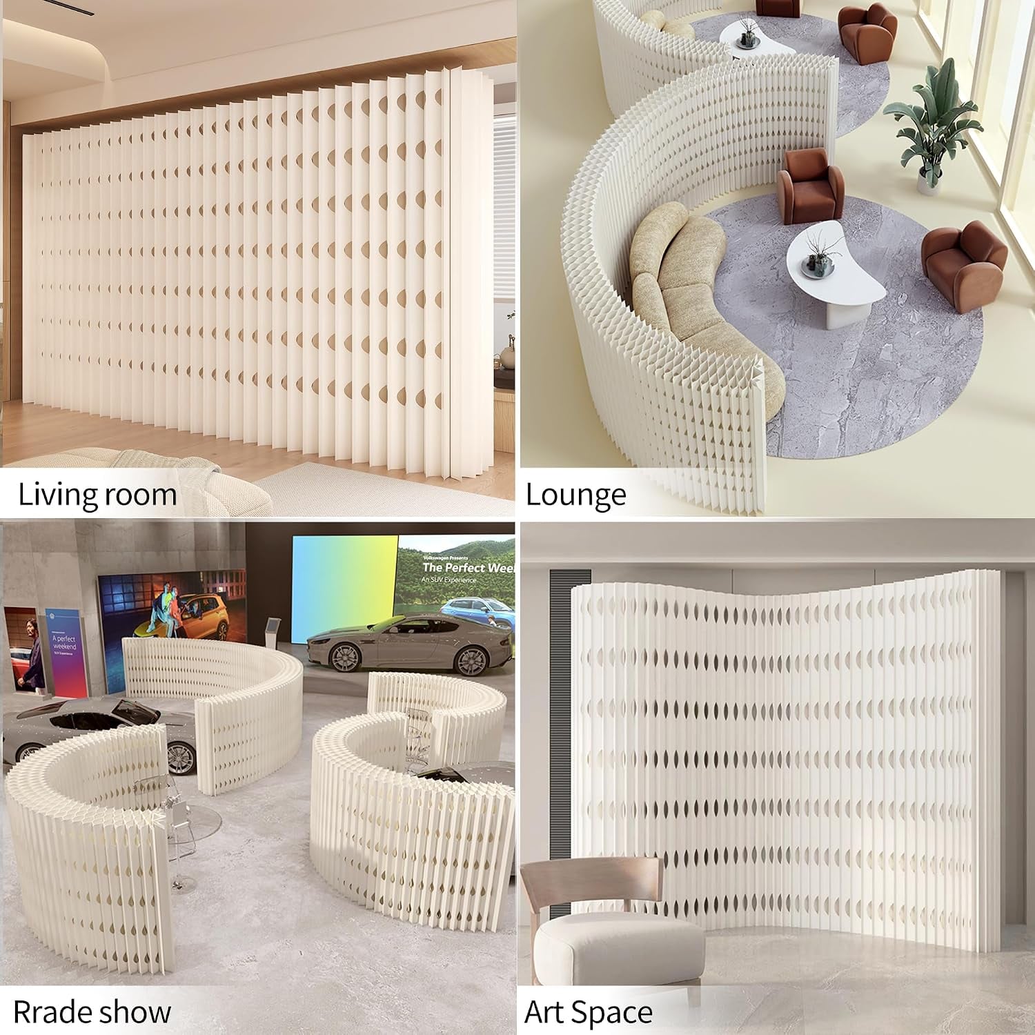 HELLOpoper Room Divider Privacy Screen Foldable partition Wall Kraft Paper, Transformable for Offices Living Rooms and Beauty Salons