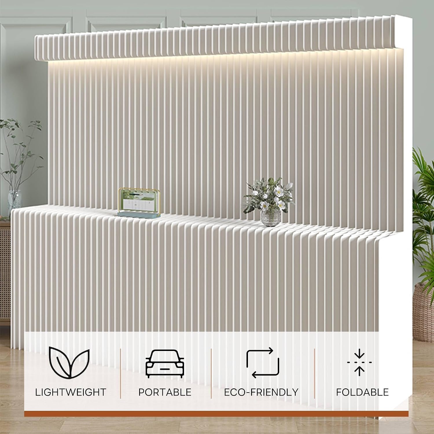 HELLOpoperFolding Room Partition Screen in Kraft Paper Material, Multi-Purpose for Offices, Living Rooms, and Beauty Salons,Partition Screen