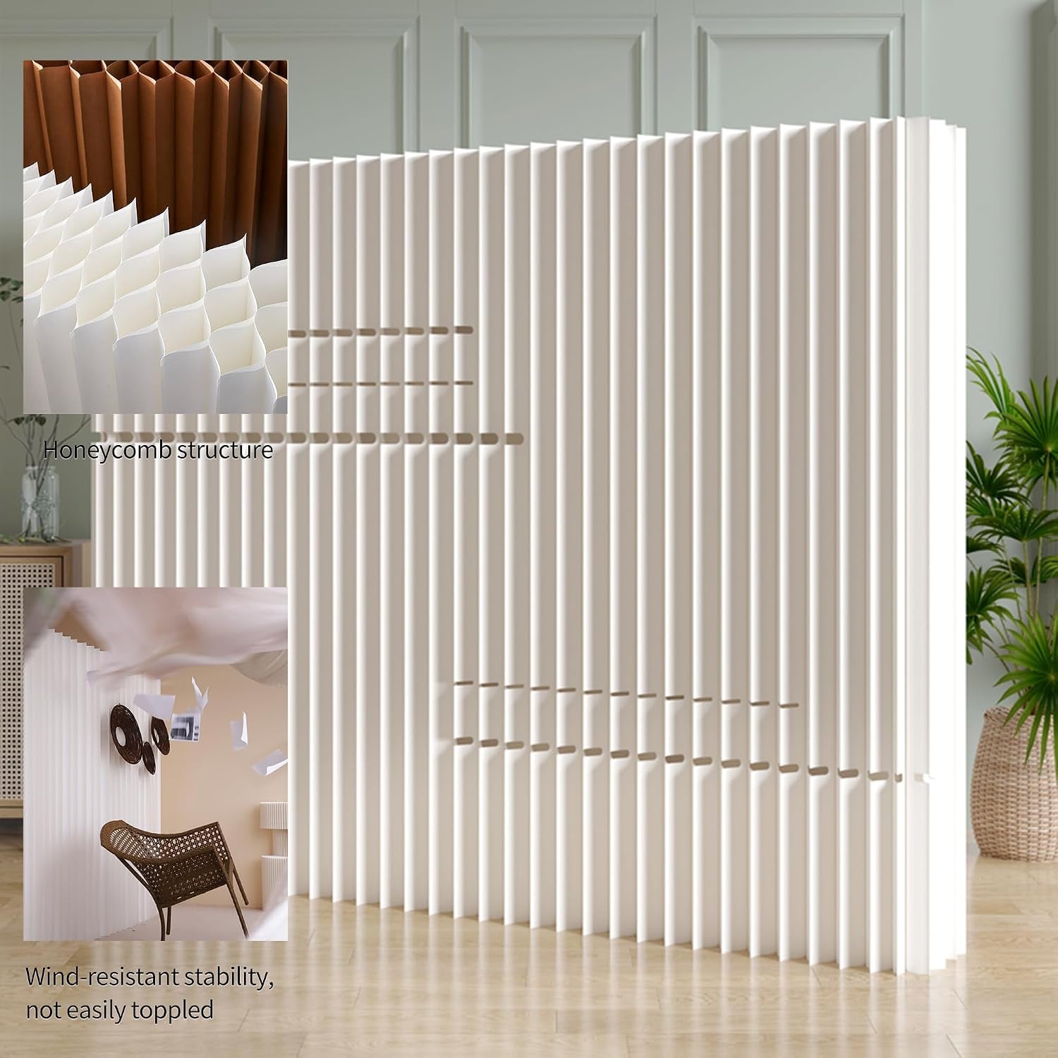 HELLOpoperRoom Divider Privacy Screen Foldable Freestanding Crafted from Kraft Paper Flexible for Versatile Use in Offices Living Rooms, and Salons.